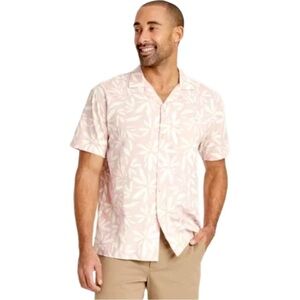 NWT Goodfellow & Co The Vacay Collection Pink Leaf Print Button-Up Shirt, size L